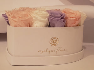 Love Box-Medium Velvet bx-(baby p)ink, white and Lila Roses)